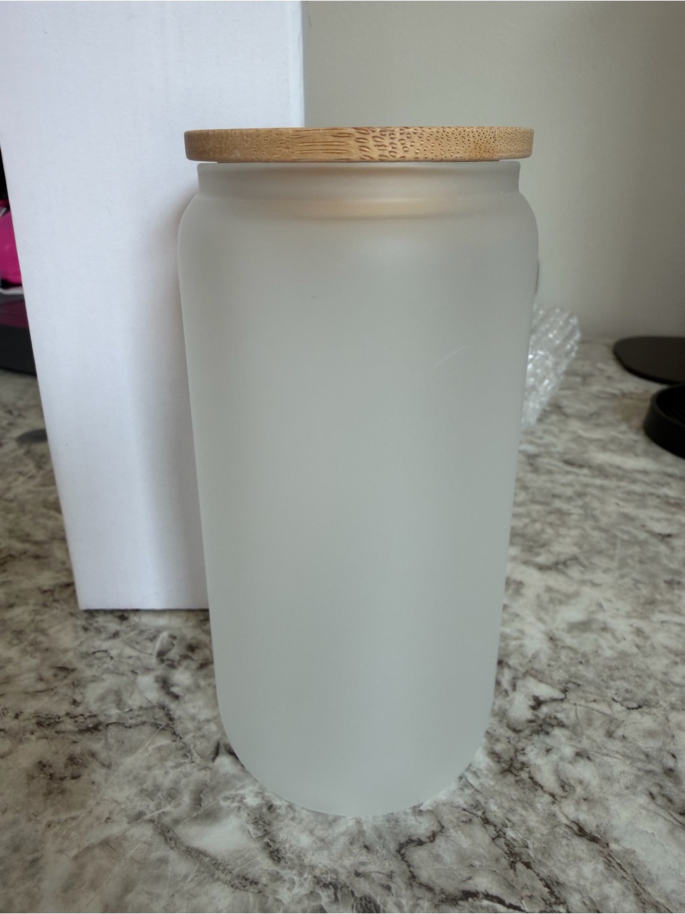 16 oz frosted mason glass with bamboo lid and straw- set of 4